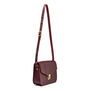 Red leather oak-embossed handbag